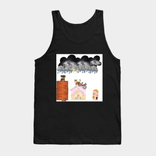 the cat and dog in the rain Tank Top